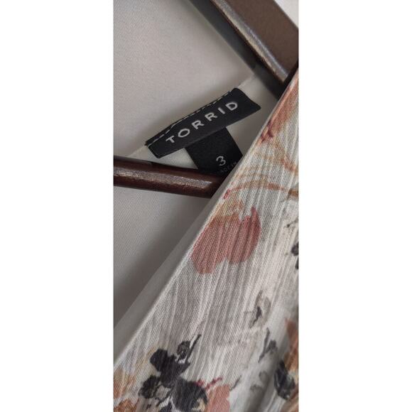 Torrid Gauze Walk-Through Maxi Dress Tie-Back Short Sleeve Floral Print Women 3X - Picture 6 of 10